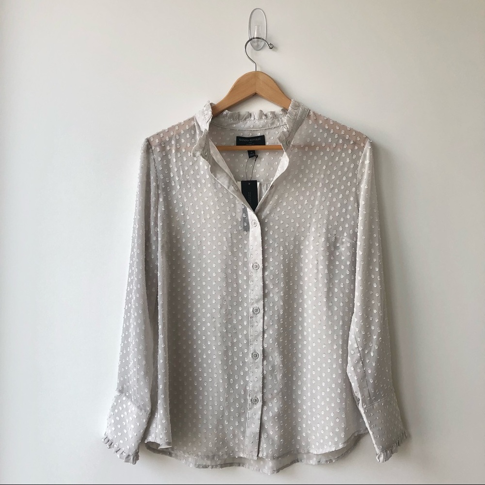 Banana Republic Factory Classic Fit Button Down Textured Blouse - Size M